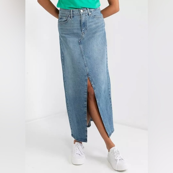 NWT GAP Denim Maxi Skirt - Picture 1 of 16